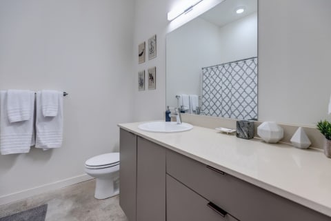 Guest suite bathroom at Ballard Lofts